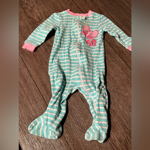 Other - Garanimals Striped Butterfly Baby 6-9 Months Zipper Front Footed Pajamas